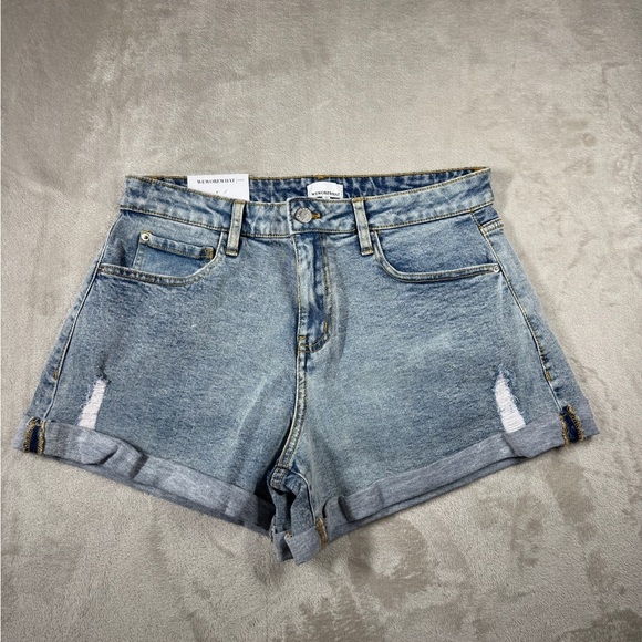 NWT WeWoreWhat Low Rise Rolled Light Vintage Distressed Denim Jean Shorts 26 - Picture 3 of 16
